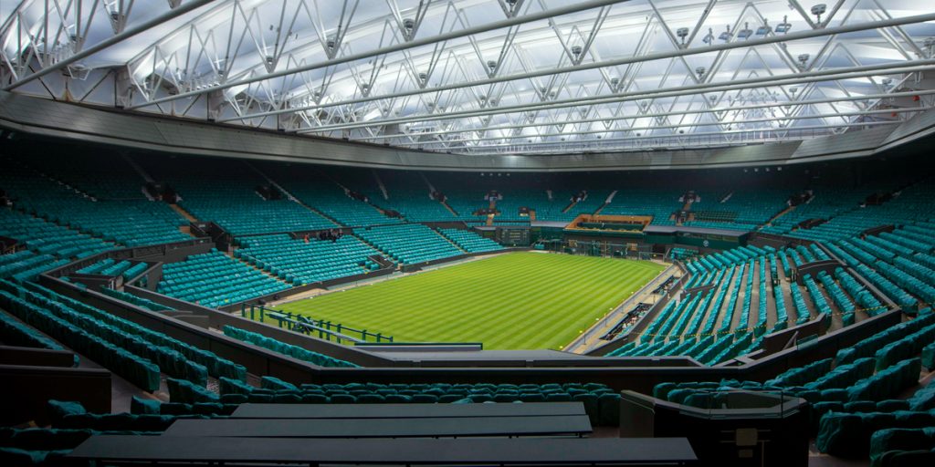 Wimbledon Centre Court - London, England, one of the most beautiful tennis stadiums in the world.