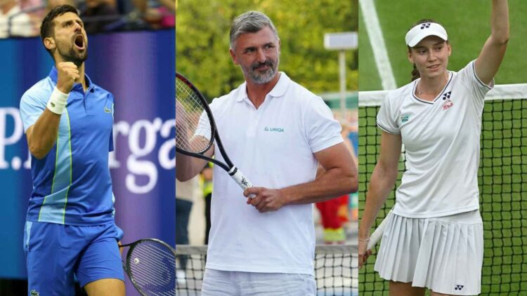 Novak Djokovic, Goran Ivanisevic and Elena Rybakina 