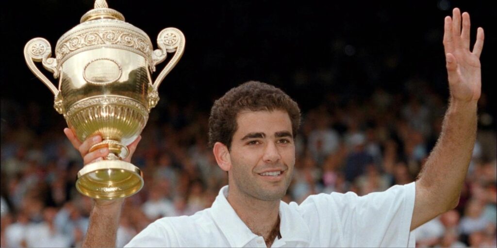 Pete Sampras with Wimbledon title